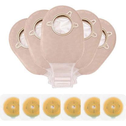 OUCHAN Carbou Two Piece Ostomy Supplies kit front view showing drainable pouches and skin barriers