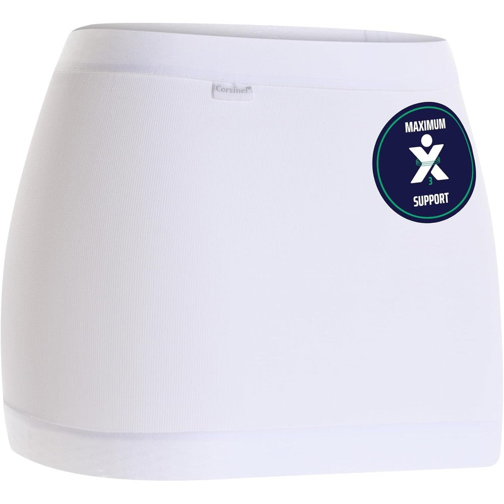Corsinel StomaSafe Plus Ostomy Support Belt front view in clean white fabric