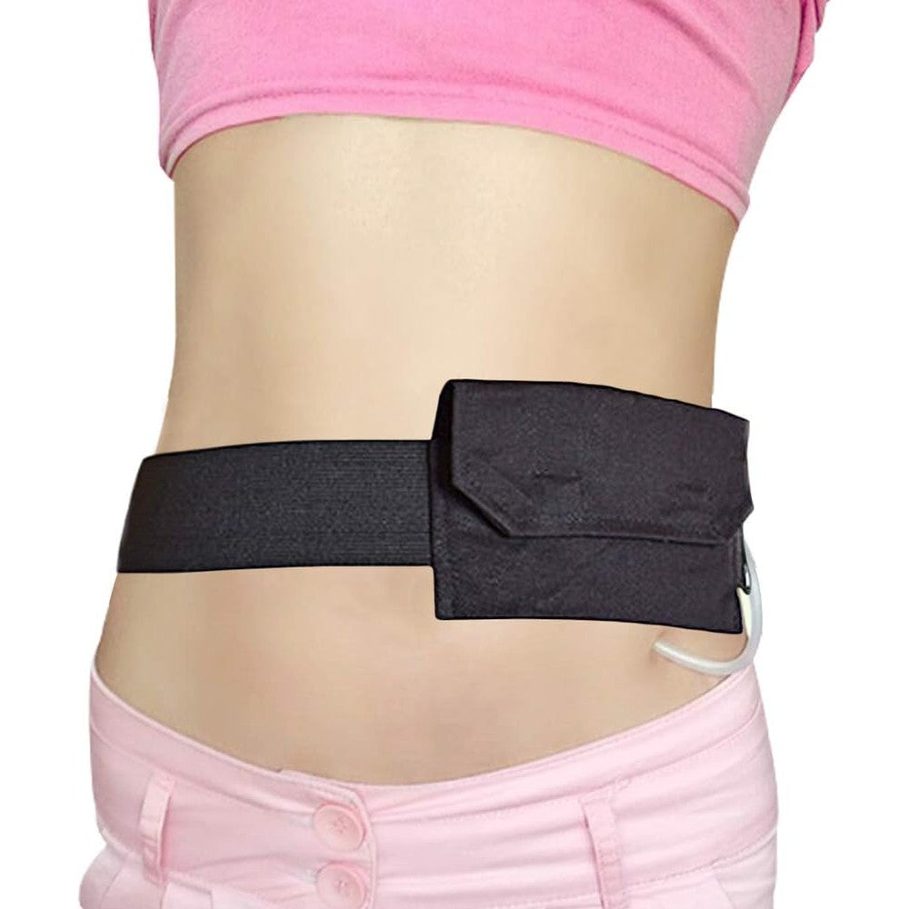 Hola Health Feeding Tube Belt front view showing black cotton waist pouch