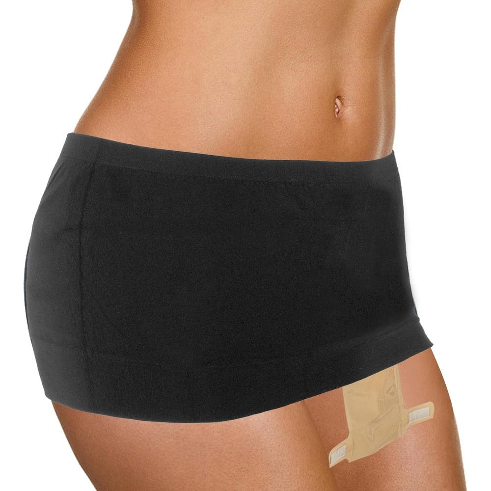 JRAIYBZ ostomy hernia support garment front view in black fabric