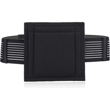 EaseToU breathable g tube holder belt medium front view showing black elastic band and large protective square pouch
