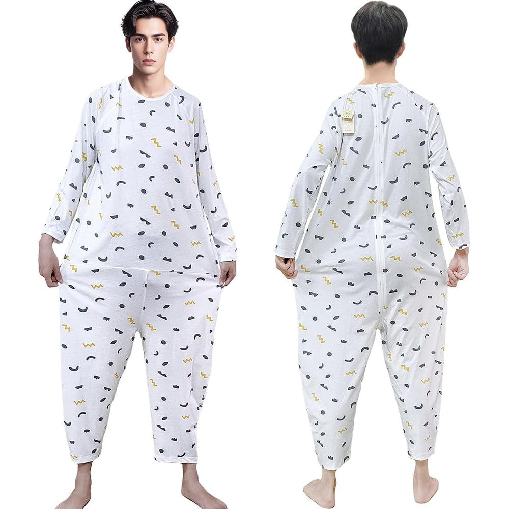 Siomlana Unisex Anti-Strip Jumpsuit front view adaptive clothing for seniors