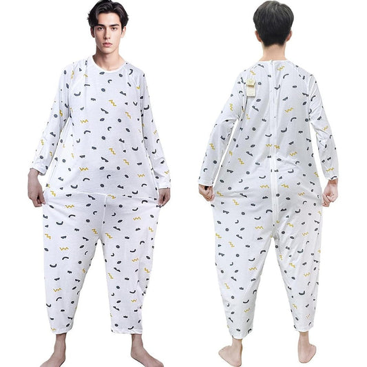 Siomlana Unisex Anti-Strip Jumpsuit front view adaptive clothing for seniors