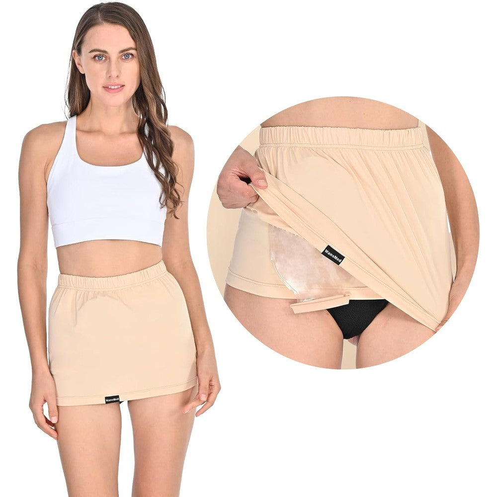 WansMed Ostomy Support Garment front view skin tone stoma wrap.