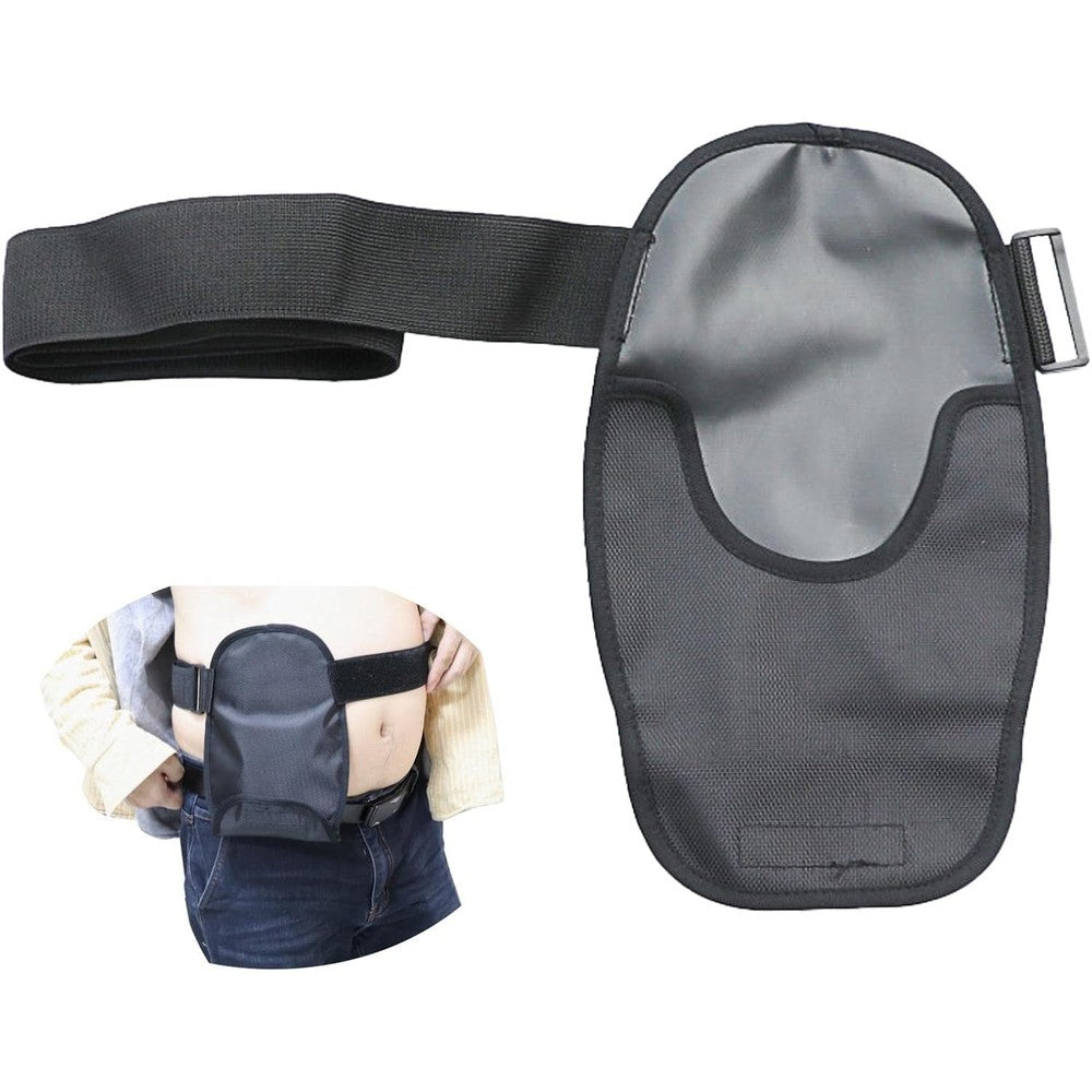 Homfanseec waterproof ostomy bag cover front view in black color.