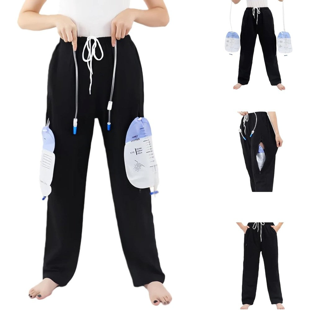 HOEOLYDI Siomlana Catheter Pants front view for discreet urine bag holding.