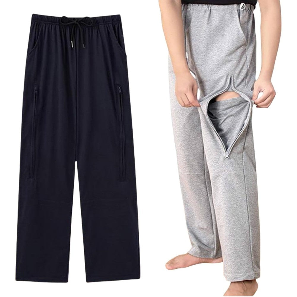 KUMUROETA Catheter Leg Bag Pants front view adaptive medical clothing.