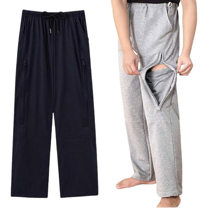 KUMUROETA Catheter Leg Bag Pants front view adaptive medical clothing.