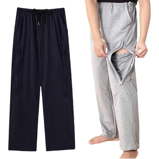 KUMUROETA Catheter Leg Bag Pants front view adaptive medical clothing.