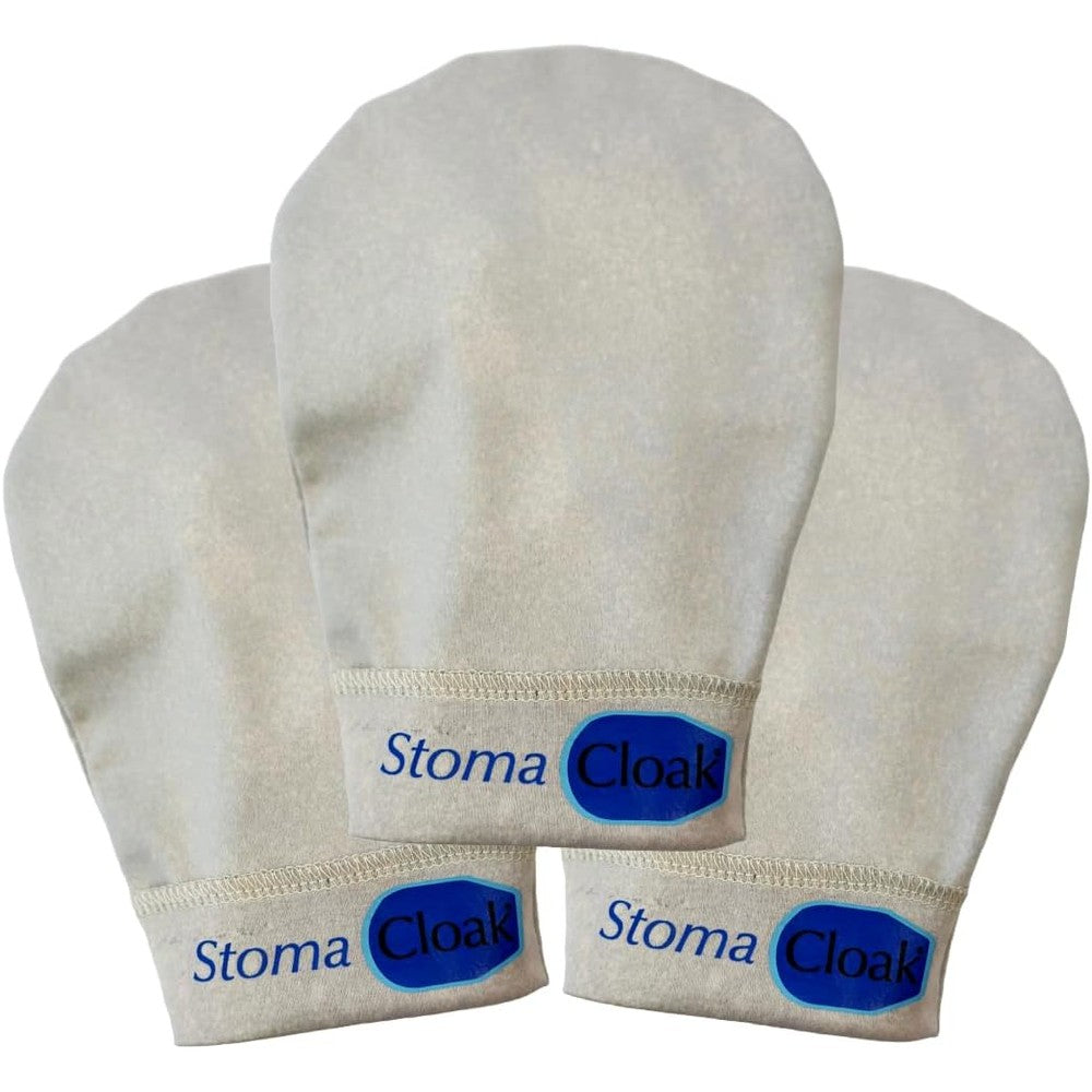 StomaCloak Ostomy Pouch Covers 3-Pack Beige front view for odor control.
