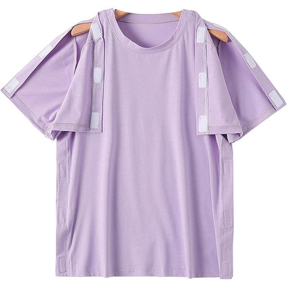 TXULYDD Post Shoulder Surgery Shirt for Women front view in purple