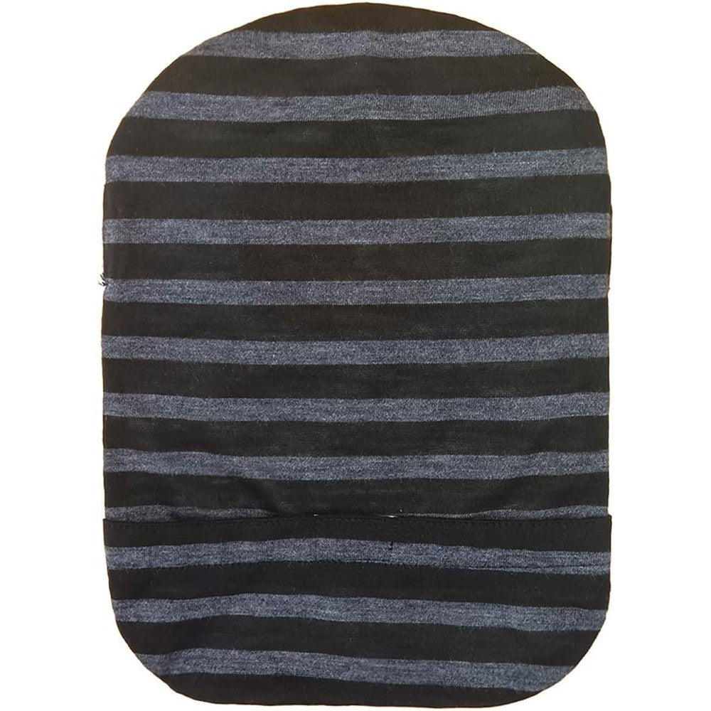 Kaiteky Stretchy Deodorizing Ostomy Bag Cover front view in dark gray stripes.