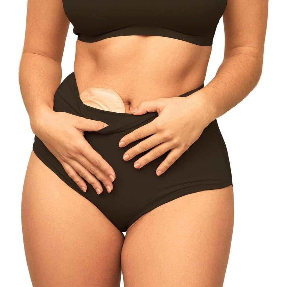 SIIL Ostomy Underwear for Women Basic black front view comfortable stoma support