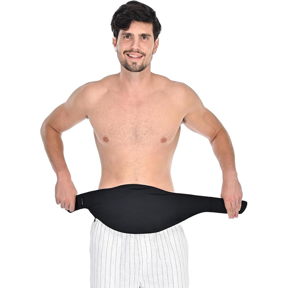 WansMed black ostomy bag cover front view for discreet stoma support.