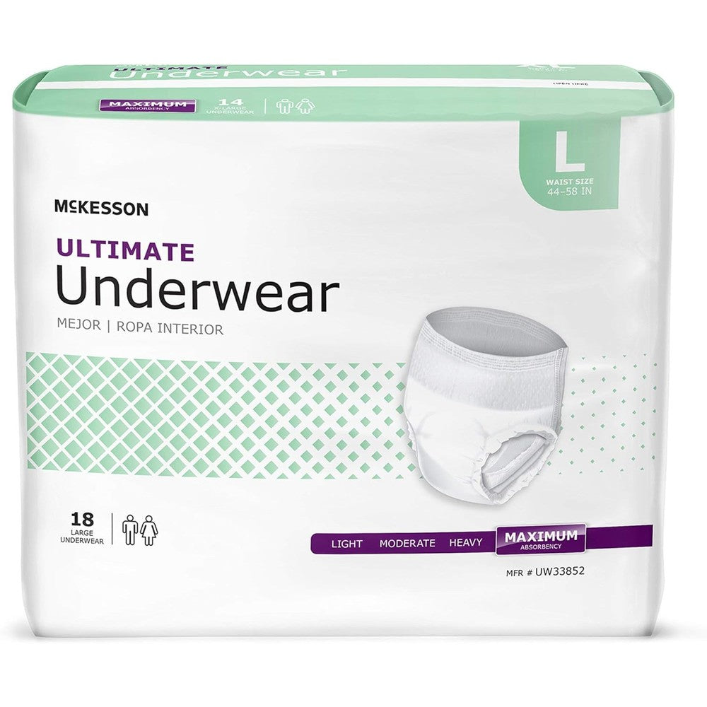 McKesson Ultimate adult incontinence underwear front view packaging