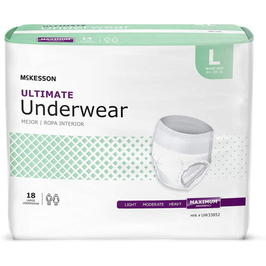 McKesson Ultimate adult incontinence underwear front view packaging