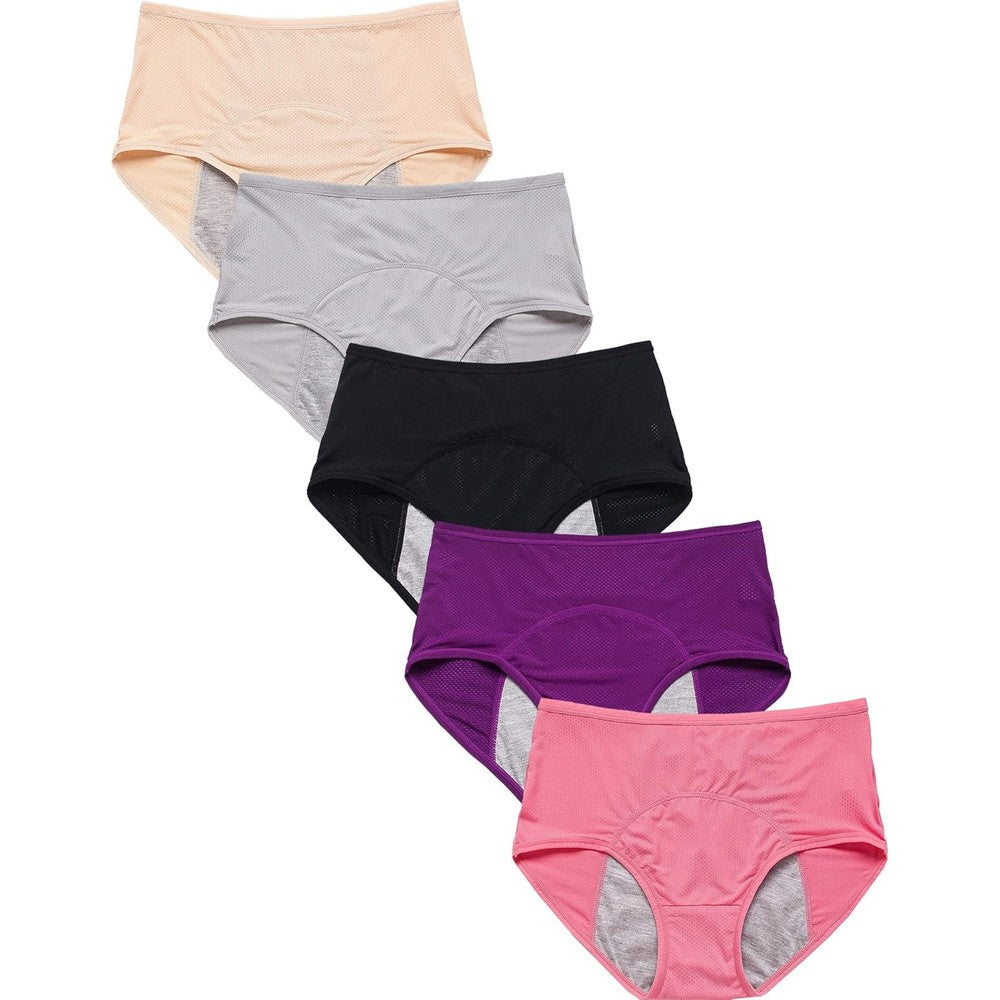 WBEAUTALLOVE Womens Mesh Period Panties front view showcasing the high waisted design and black color variant.