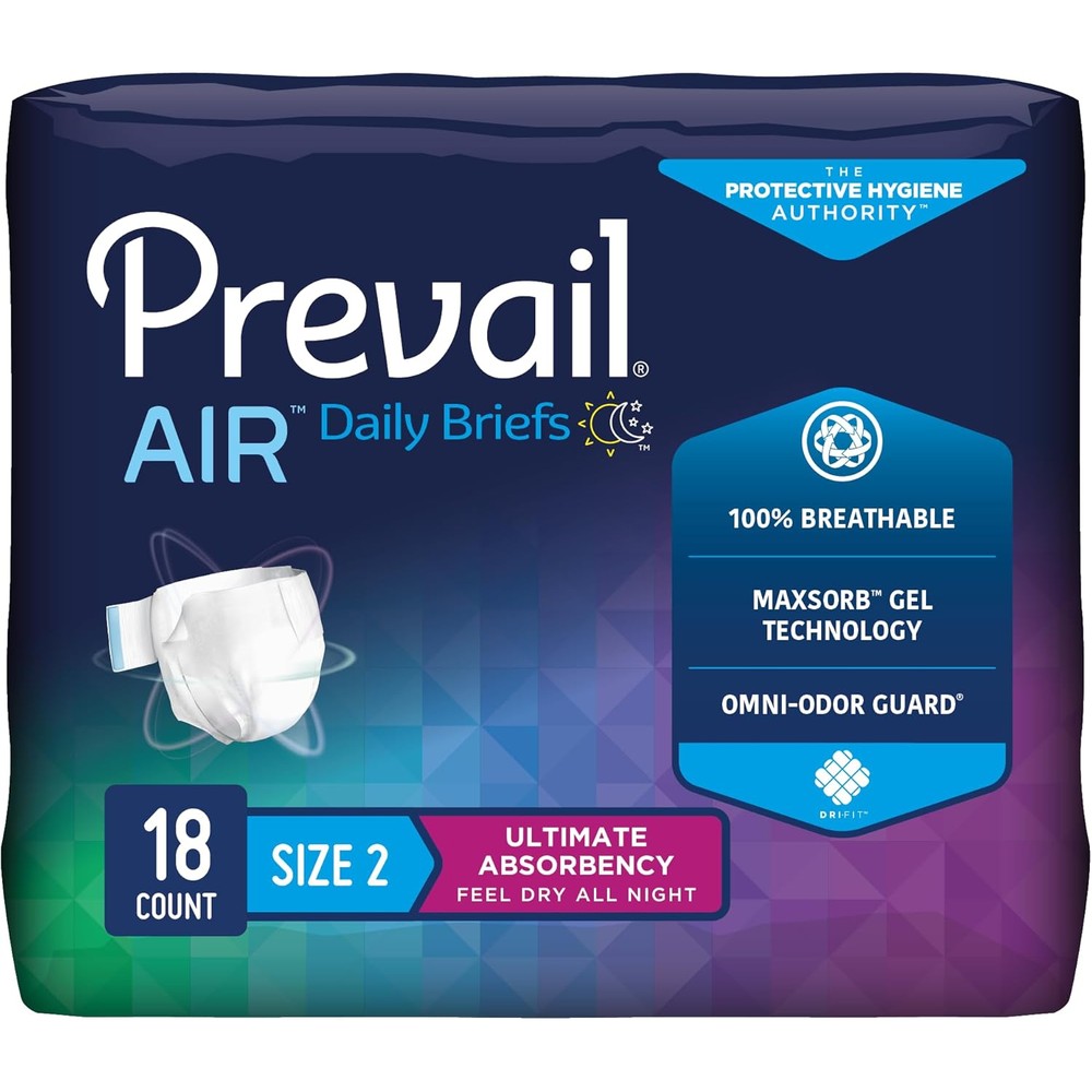 Prevail Breezers 360 Incontinence Briefs Size Two 72 Count packaging front view
