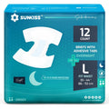 SUNKISS TrustPlus Overnight Adult Diapers with Tabs Large 12 Count package front view showing ultimate absorbency.