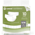 SUNKISS Masterpiece Adult Diapers front view packaging showing the white disposable unisex briefs with tabs