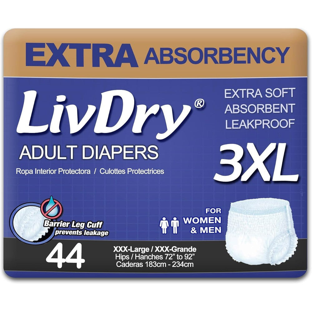 LivDry adult incontinence underwear premium protective diapers front view package
