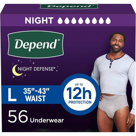 Depend Night Defense adult incontinence underwear for men front view packaging