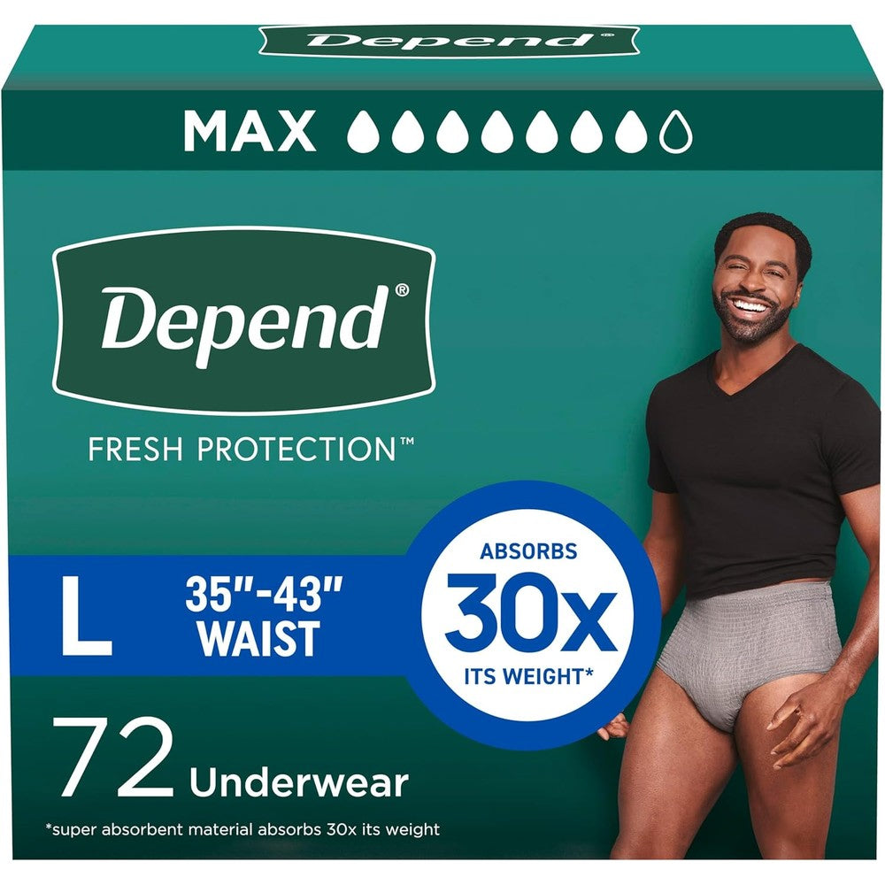 Depend Fresh Protection incontinence underwear for men front view packaging