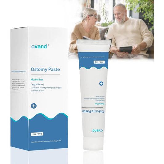 Heagimed Ovand ostomy paste two point one ounce tube front view medical grade skin barrier filler pack