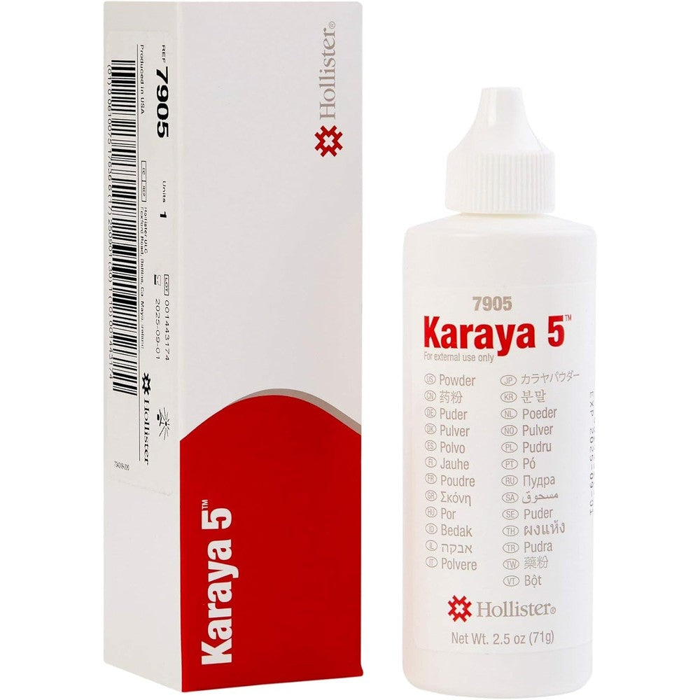 Hollister Karaya Ostomy Barrier Powder front view of puff bottle