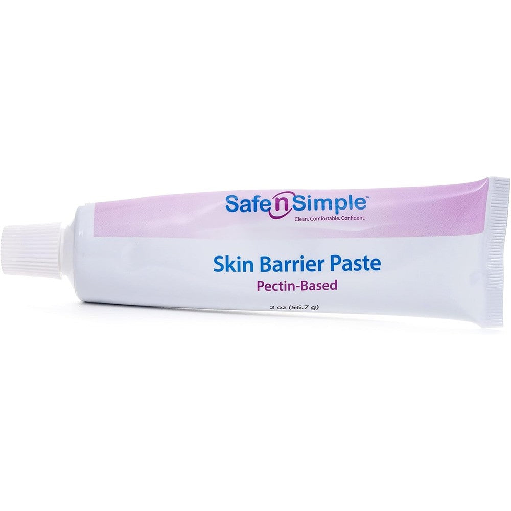 Safe n' Simple Ostomy Skin Barrier Paste 2 Ounce tube front view for stoma care.
