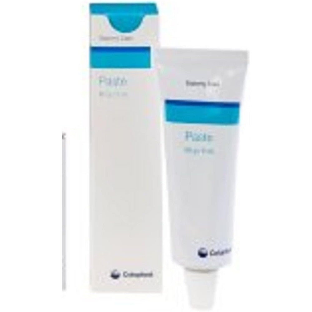 Coloplast Ostomy Paste 2650 front view showing the product tube and rolling key for medical stoma care.