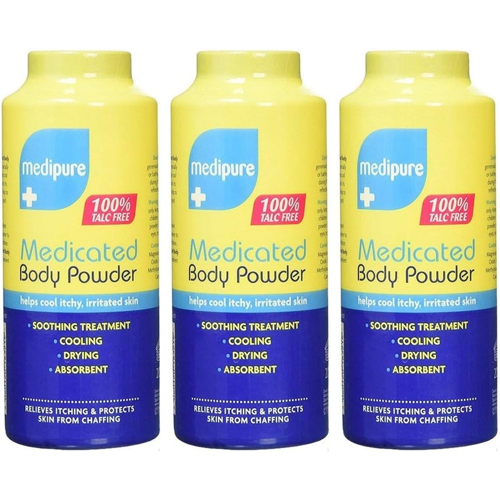 Medipure Medicated Body Powder talc free triple pack front view