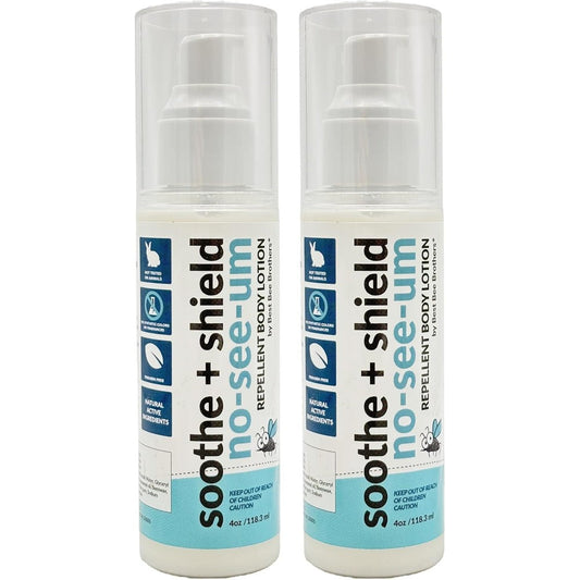 Best Bee Brothers Soothe and Shield No-See-Um Repellent Body Lotion front view pack for outdoor protection
