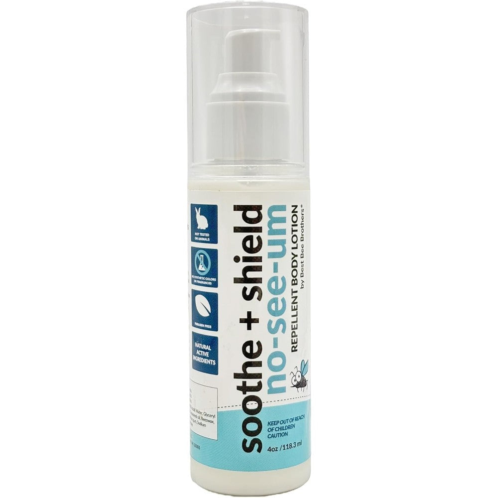 Best Bee Brothers Soothe and Shield No See Um Repellent Body Lotion front view for outdoor protection
