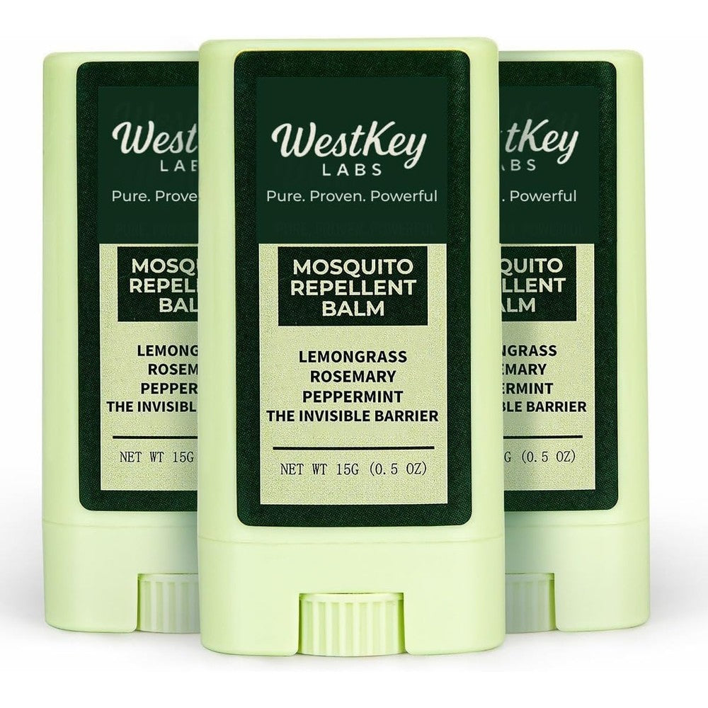 WestKey Labs Mosquito Repellent Balm Stick three pack front packaging view showcasing natural bug protection
