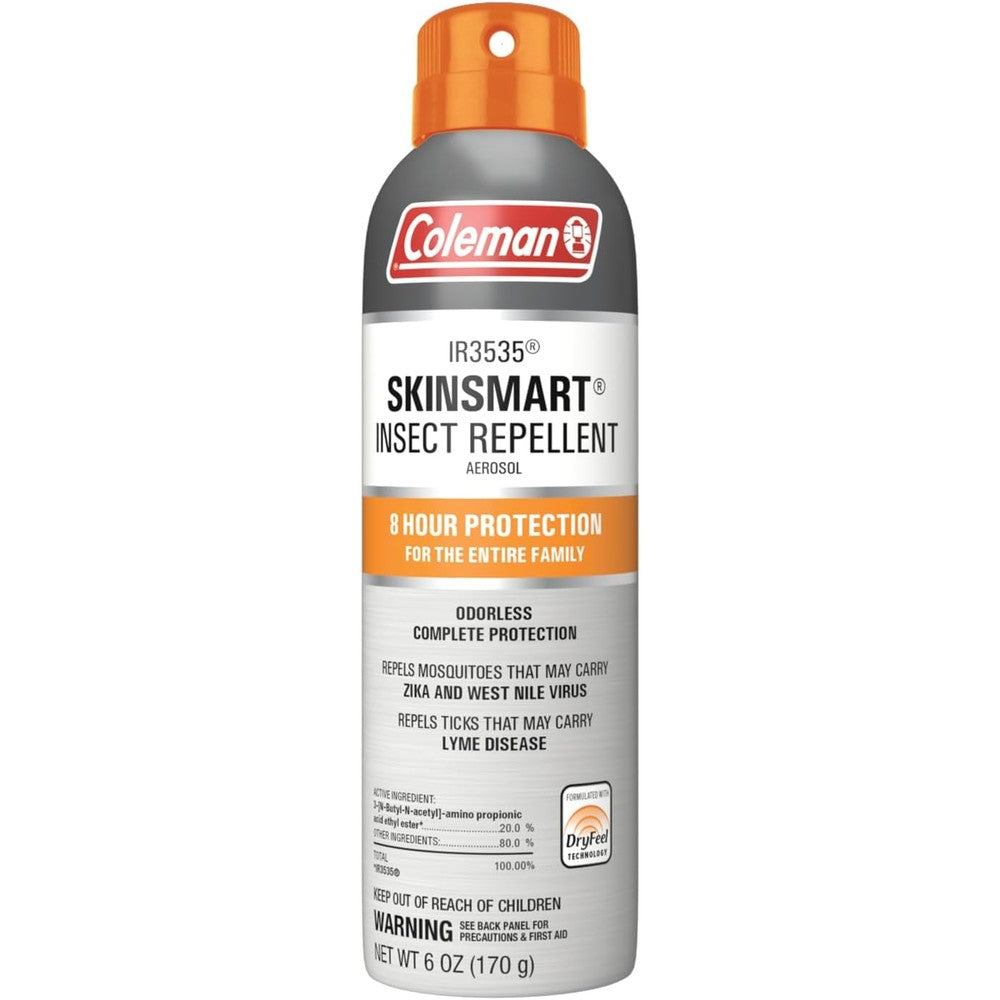 Coleman SkinSmart DEET Free Insect Repellent Spray front view of the six ounce aerosol can