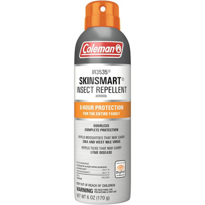 Coleman SkinSmart DEET Free Insect Repellent Spray front view of the six ounce aerosol can