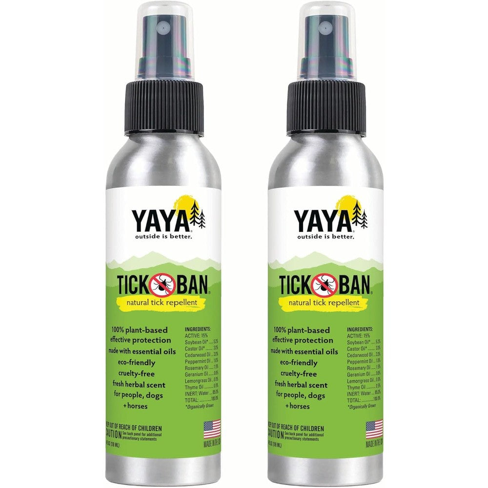 Yaya Organics Tick Ban natural tick repellent front view two pack bottles