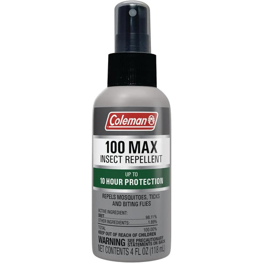 Coleman 100 Max mosquito repellent DEET insect repellent spray four fluid ounce front view