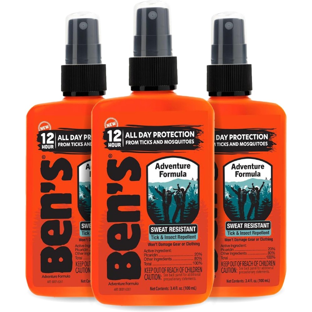 Bens Adventure Formula 20 percent Picaridin pump spray bottles 3 pack front view