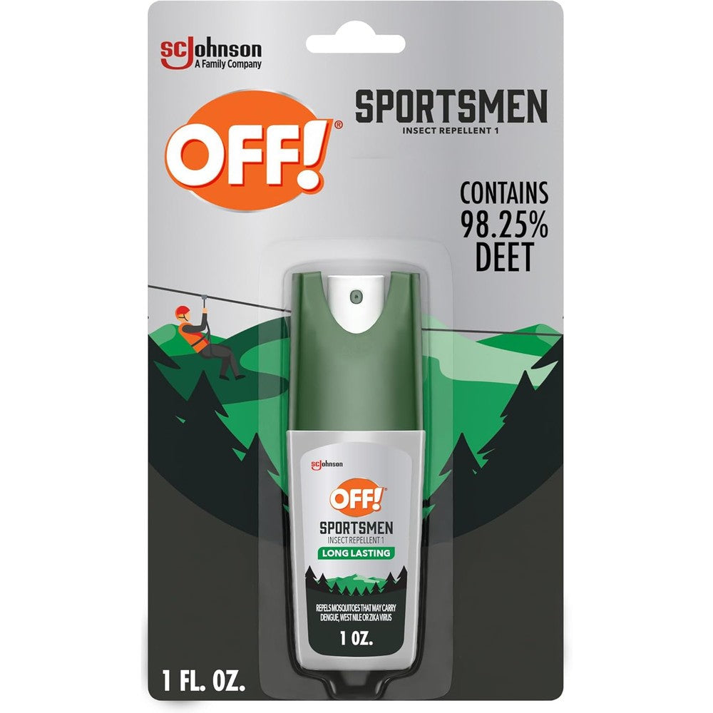 OFF! Deep Woods Sportsmen Insect Repellent Spritz one ounce front view bottle showcasing maximum strength branding.