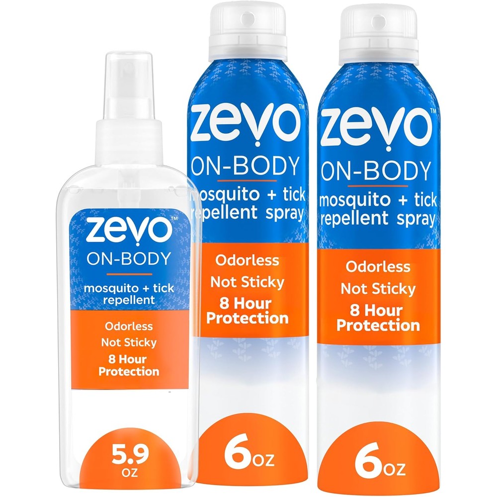 Zevo On-Body Tick and Mosquito Repellent Spray bottles set front view
