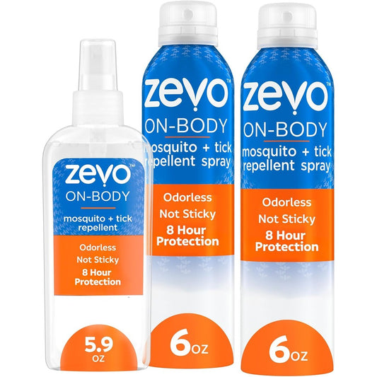 Zevo On-Body Tick and Mosquito Repellent Spray bottles set front view
