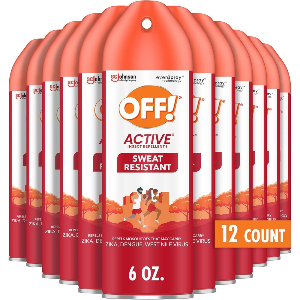 OFF Active Insect Repellent Sweat Resistant Spray Pack of Twelve front view showing authentic packaging