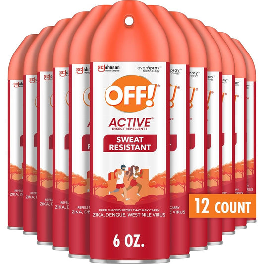 OFF Active Insect Repellent Sweat Resistant Spray Pack of Twelve front view showing authentic packaging