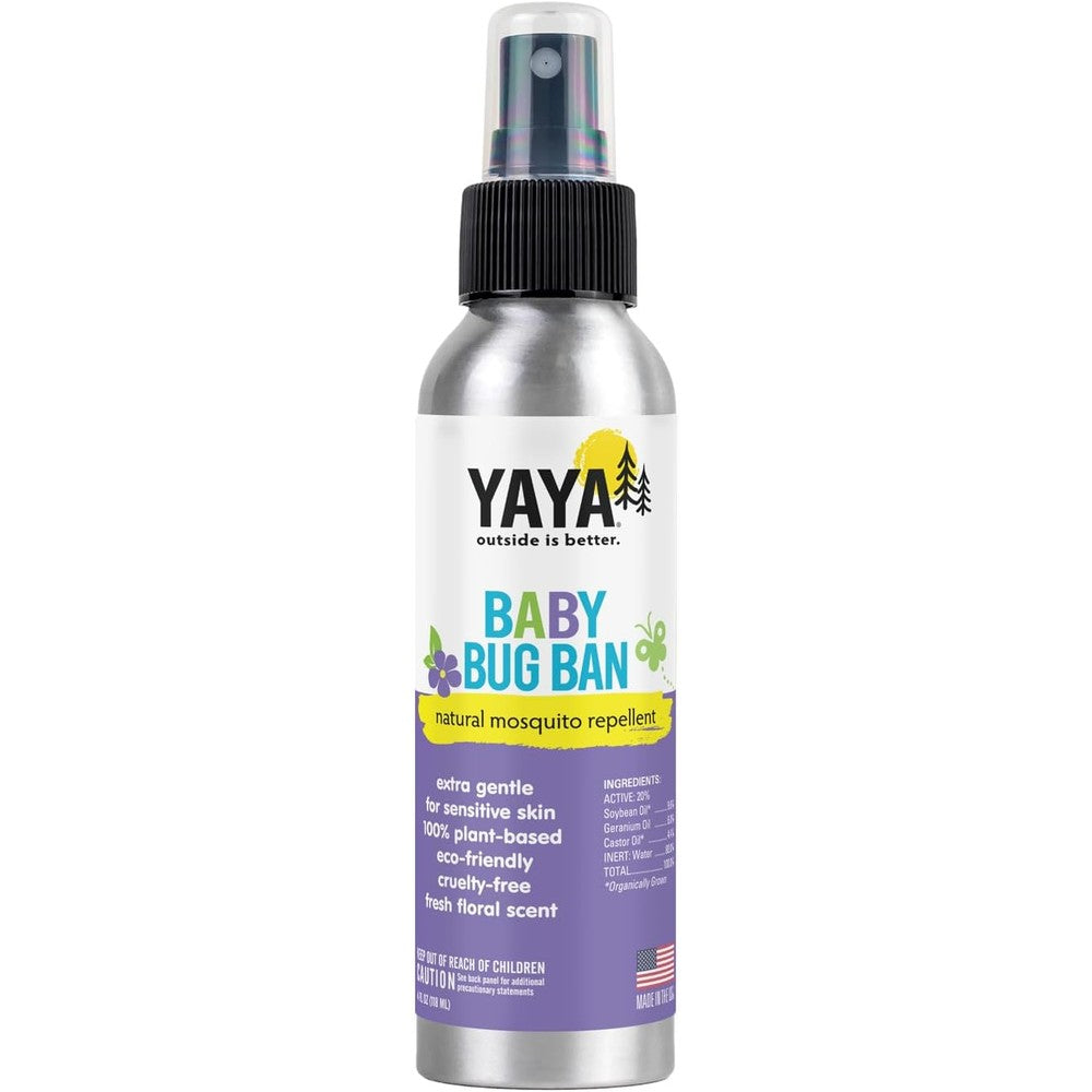 YAYA ORGANICS Baby Bug BAN four ounce bottle front view natural mosquito repellent for sensitive skin