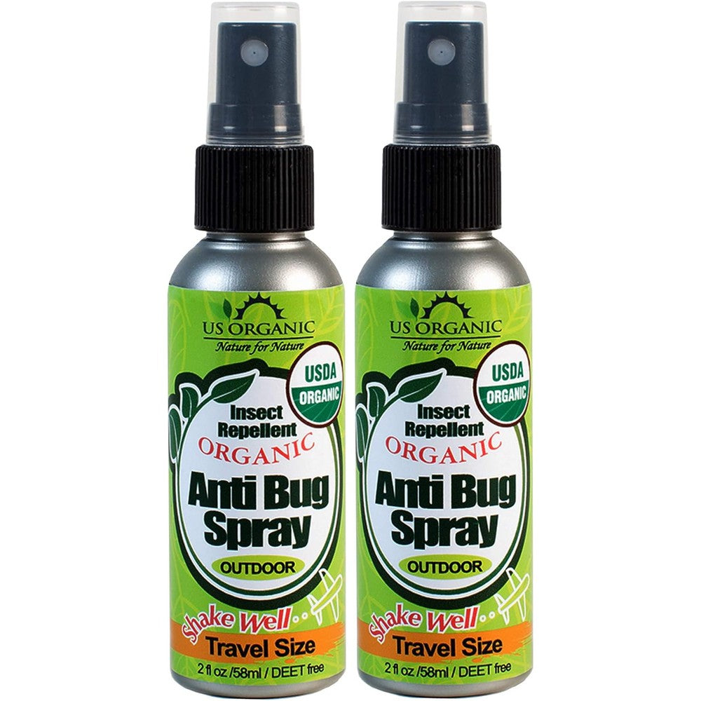 US Organic Mosquito Repellent front view of the two ounce outdoor pump spray bottle