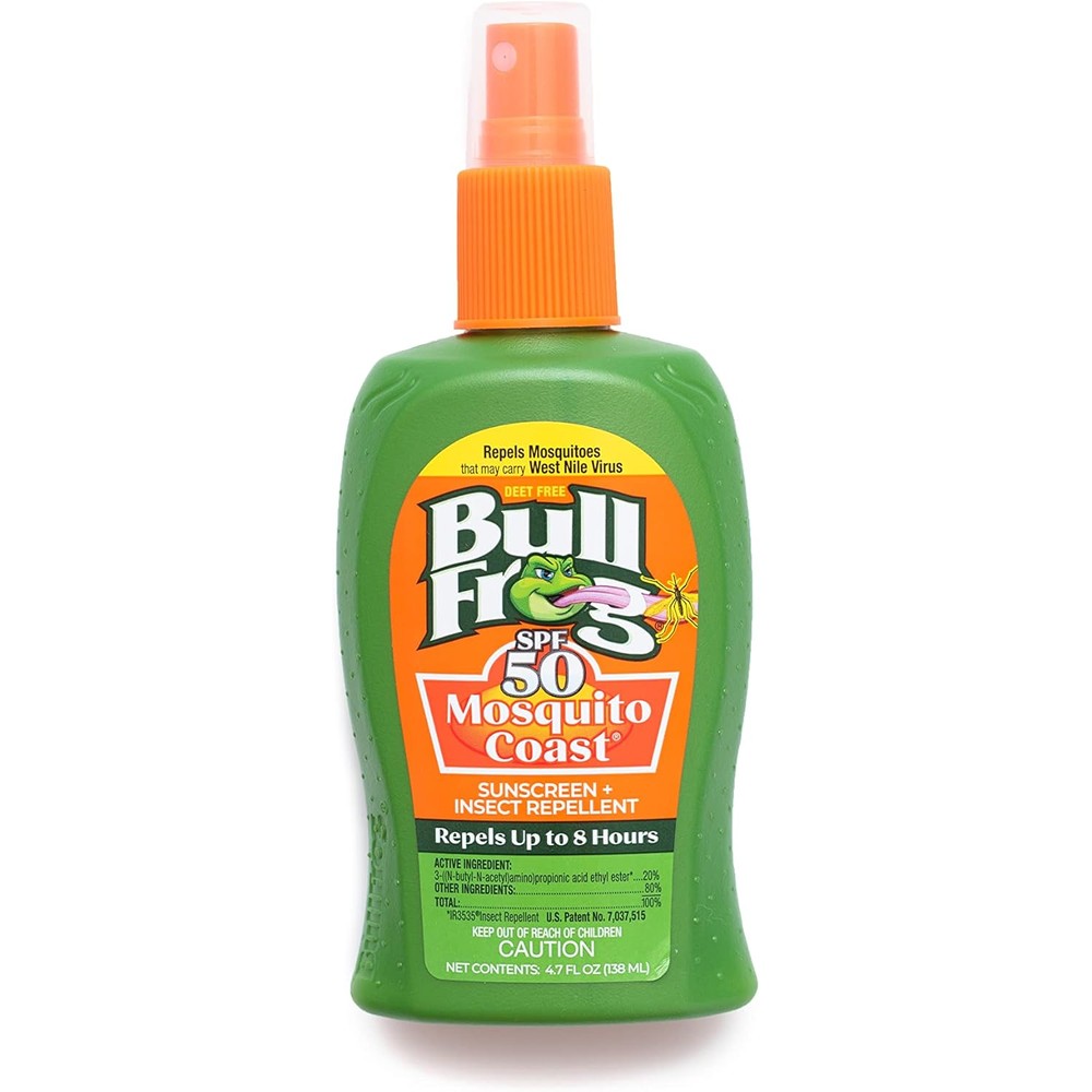 Bullfrog Mosquito Coast bug spray and sunscreen pump bottle front view