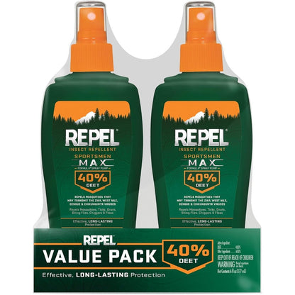 Repel Insect Repellent Sportsman Max Formula front view of the twin pack aerosol cans