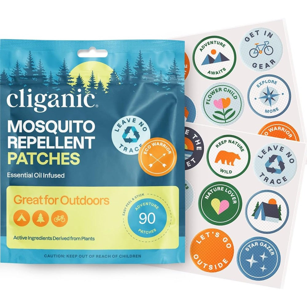 Cliganic Mosquito Repellent Stickers 90 pack resealable bag for outdoor bug protection